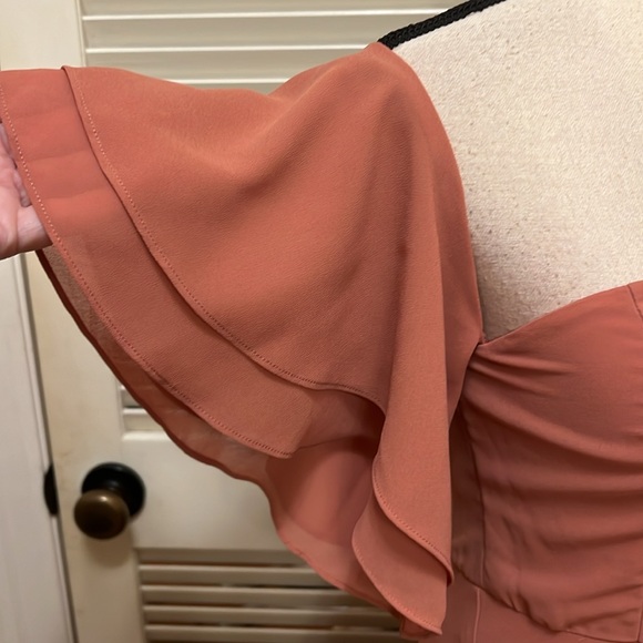 Lulu's Abbington Off-the-Shoulder Bridesmaid Maxi Dress in Dusty Rose, Size S - Picture 6 of 15
